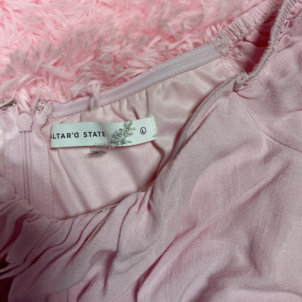 Altar'd State Soft Pink Ruffle Mini romper - Picture 3 of 8